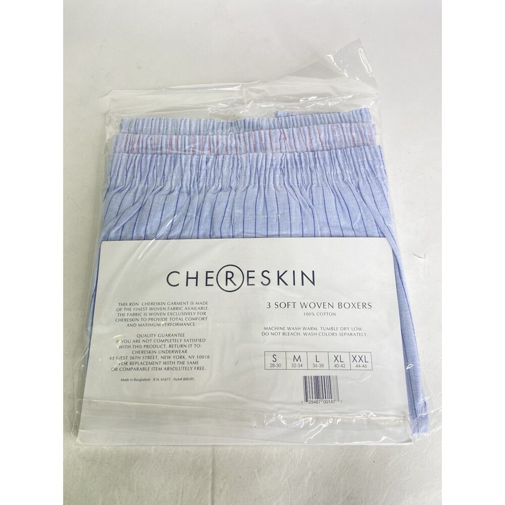 Chereskin Mens XXL 3 Pack Woven Boxer Shorts Underwear Cotton Multicolor Stripes